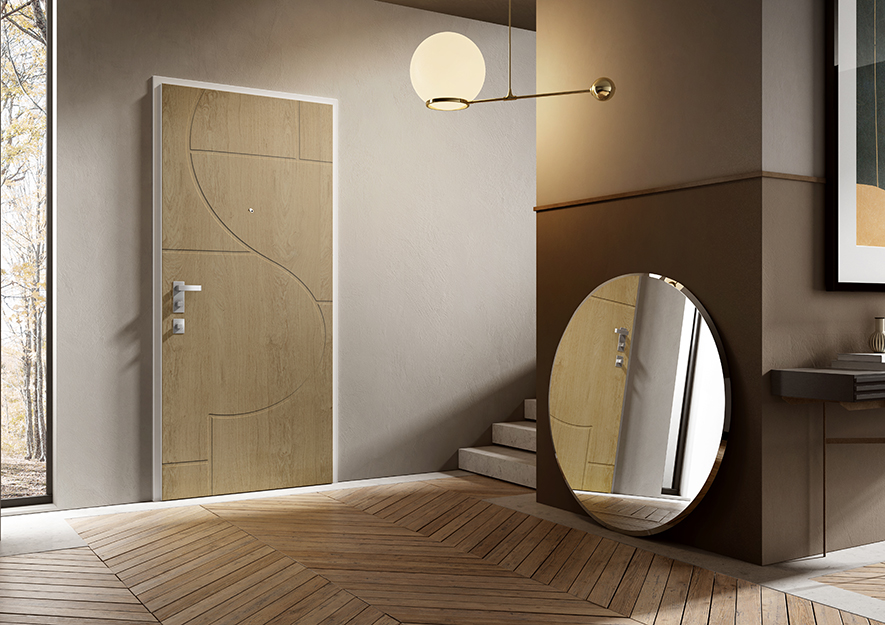 esterno in legno sdesign a doppia porta per porta principale